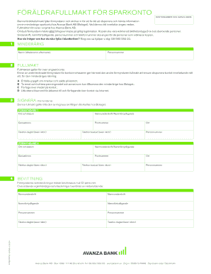 Parental Power of Attorney for Savings Account