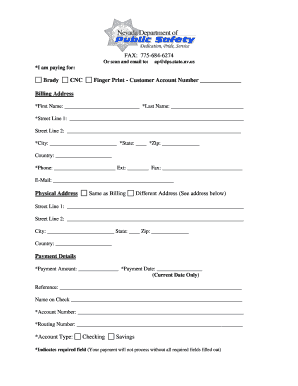 Nevada Fingerprint Payment Form