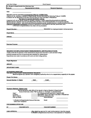 Lewis Clark College Check Request