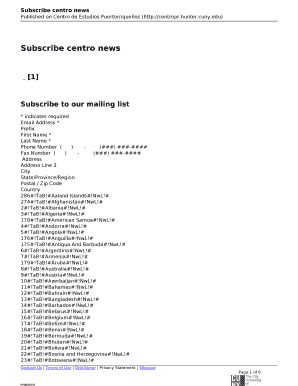 Centro News Subscription Form