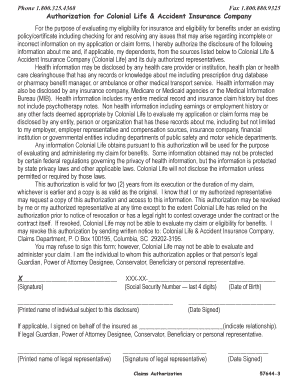 Colonial Life Insurance Claims Authorization Form
