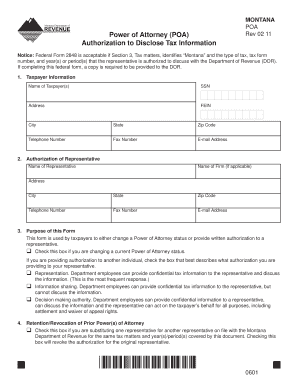 Montana Power of Attorney for Tax Information