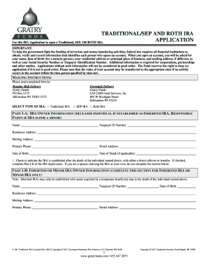Traditional SEP and Roth IRA Application