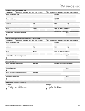 PHL-VA122 Advisor Authorization Agreement