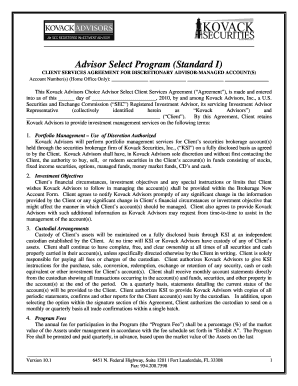 Kovack Advisors Client Services Agreement