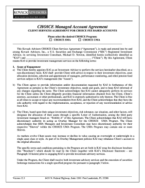 Kovack Advisors CHOICE Client Services Agreement