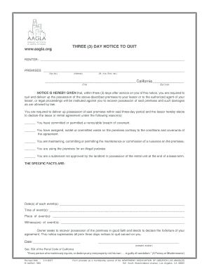 Three Day Notice to Quit