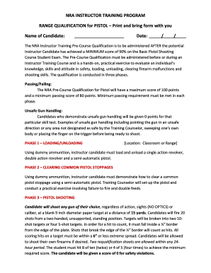 NRA Pistol Instructor Training Qualification Form