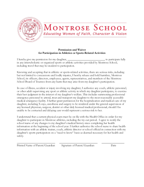 Permission and Waiver for Participation in Athletics
