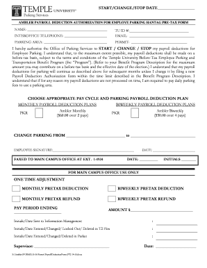 Ambler Payroll Deduction Authorization for Employee Parking