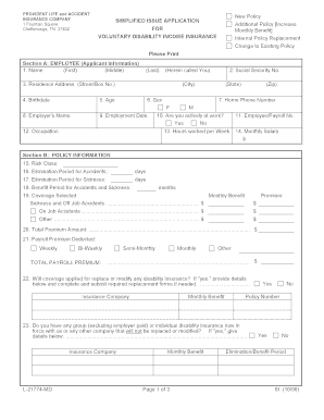 Voluntary Disability Income Insurance Application