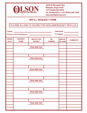 Long Term Care Pharmacy Refill Request Form