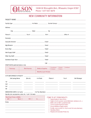 Long Term Care Pharmacy Facility Information Form