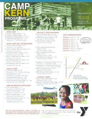 Summer Camp 2012 Registration Form