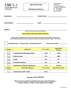 LMU Distribution Center Notice and Flyer Request Form