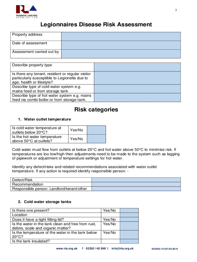 Legionella Risk Assessment Scotland Template TUTORE ORG Master Of 