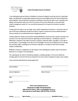 Lecture Recording Consent and Release