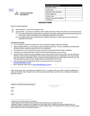 UN Vendor Form