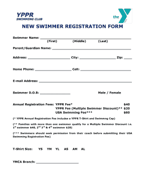YMCA Swim Club Registration and Medical Release Form
