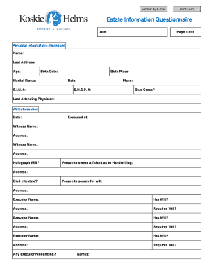 Estate Information Questionnaire