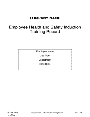 Employee Health and Safety Induction Training Record