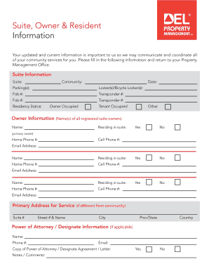 Resident and Owner Information Form