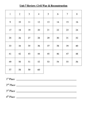 Civil War & Reconstruction Review Form