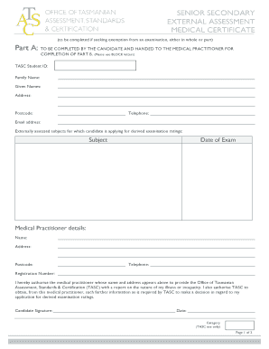 Tasmanian Senior Secondary Medical Certificate