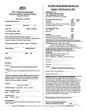 USA Fencing Membership Application