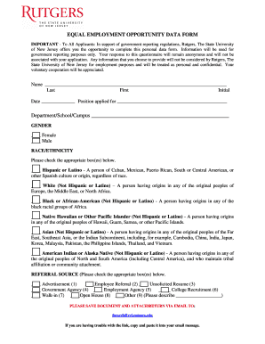 Equal Employment Opportunity Data Form