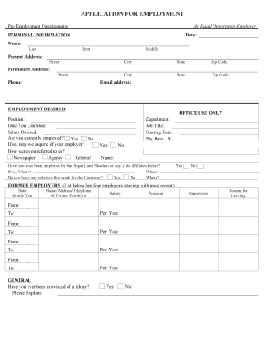 Employment Application Form