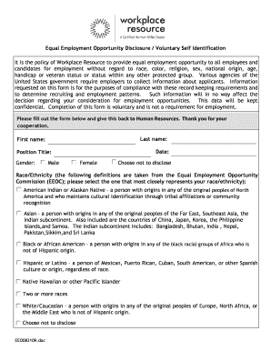EEO Voluntary Self Identification Form