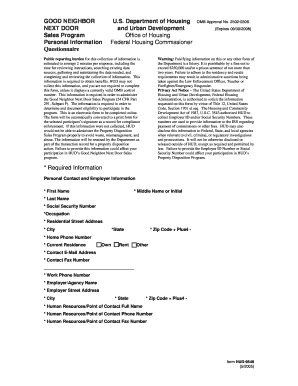 Good Neighbor Next Door Sales Program Questionnaire