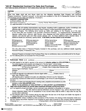 AS IS Residential Contract For Sale And Purchase