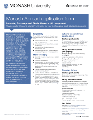 Monash Abroad Application Form