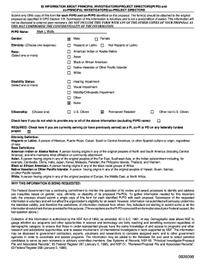 NSF Principal Investigator Information Form