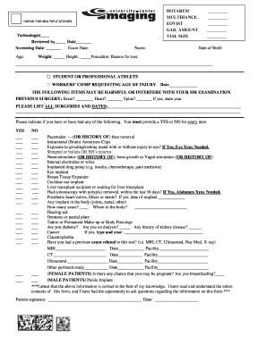 MRI Screening Form