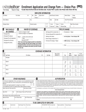 Enrollment Application and Change Form