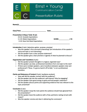 Presentation Critique Form