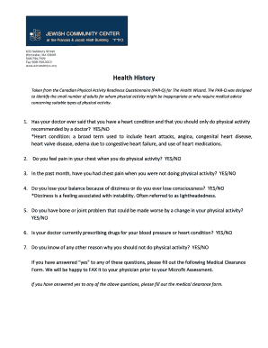 Health History Questionnaire and Medical Clearance Form