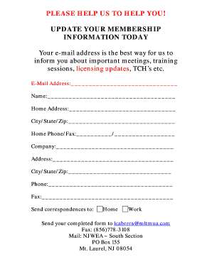 Membership Information Update Form