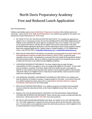Free and Reduced Lunch Application