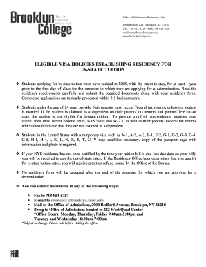 CUNY Residency Form for In-State Tuition