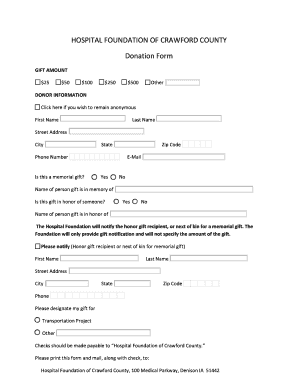 Hospital Foundation Donation Form