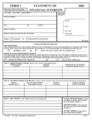 Florida Financial Interests Disclosure Form