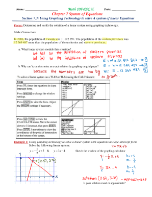 Math 10F&PC H Chapter 7 System of Equations