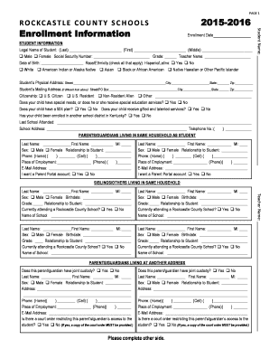 Rockcastle County Schools Enrollment Form