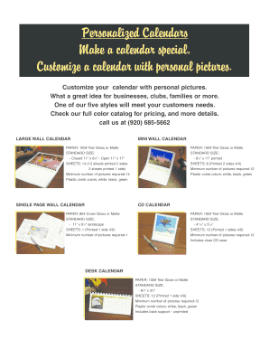 Custom Calendar Order Form