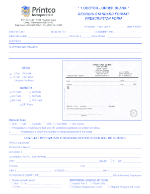 Georgia Prescription Form