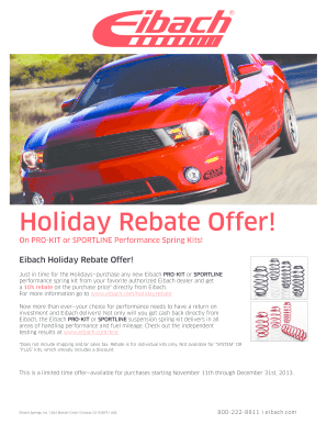 Eibach Holiday Rebate Offer